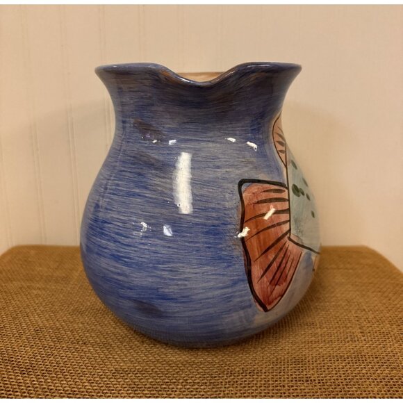 Hand-Painted Italian Ceramic Fish Pitcher - Picture 3 of 7